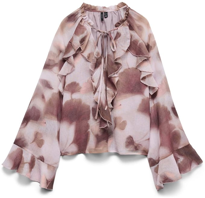 VERO MODA - VMSABRINA LS RUFFLE STRING TOP WVN EXP - Dames - Blouses