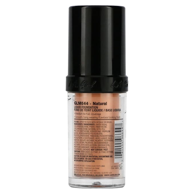L.A. Girl, Pro Coverage HD Illuminating Foundation, Glm644 Natural, 28Ml(0.95Fl Oz) black