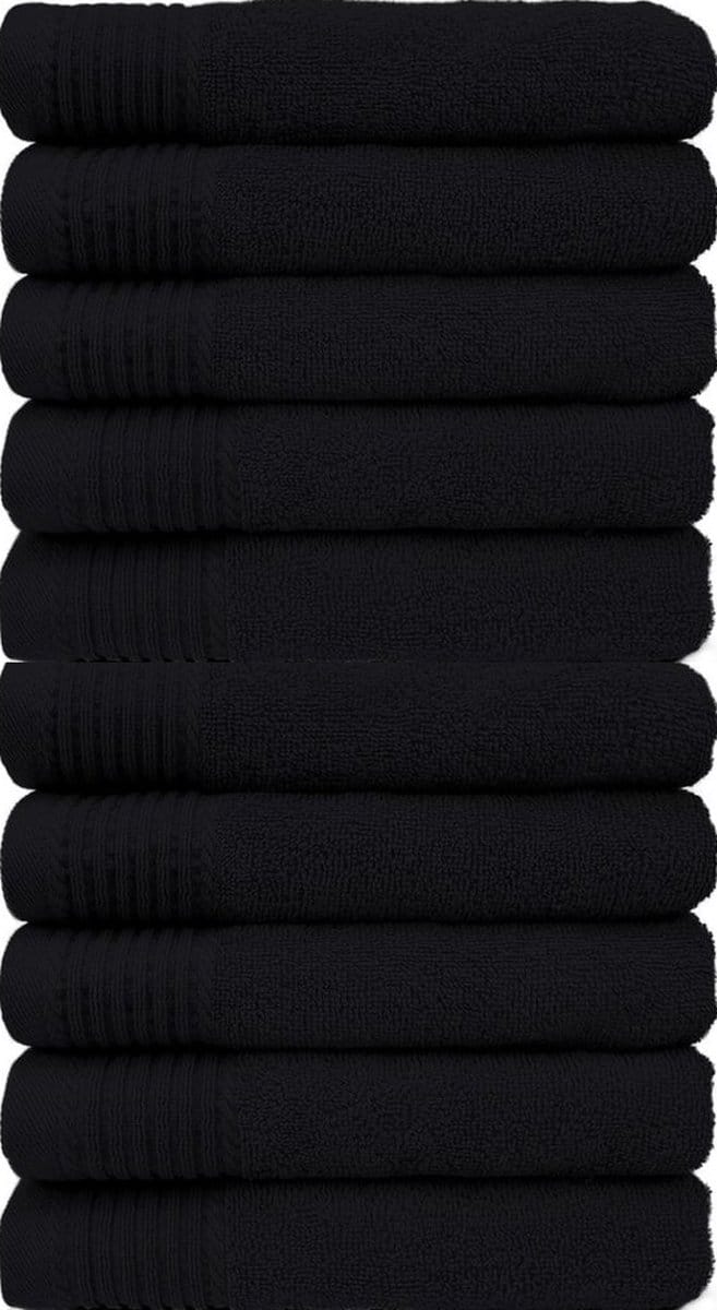 Luxe Badlakens 140x70 cm - Baddoeken - Mat Zwart - 10 Stuks