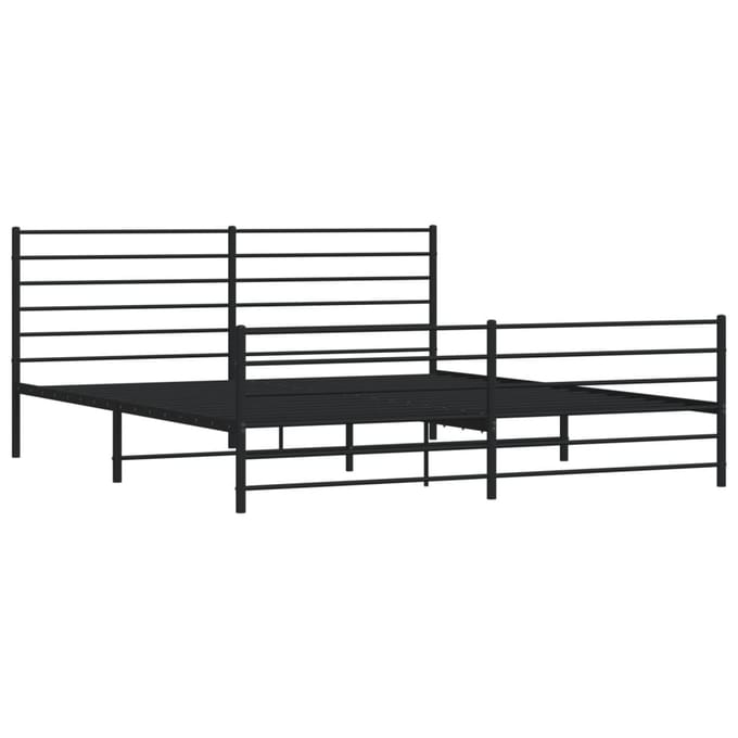 vidaXL - Bedframe - met - hoofd- - en - voeteneinde - metaal - zwart - 200x200 - cm
