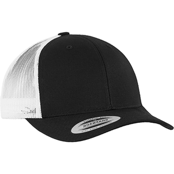 Flexfit Retro tweekleurige truckerpet (Zwart/Wit)