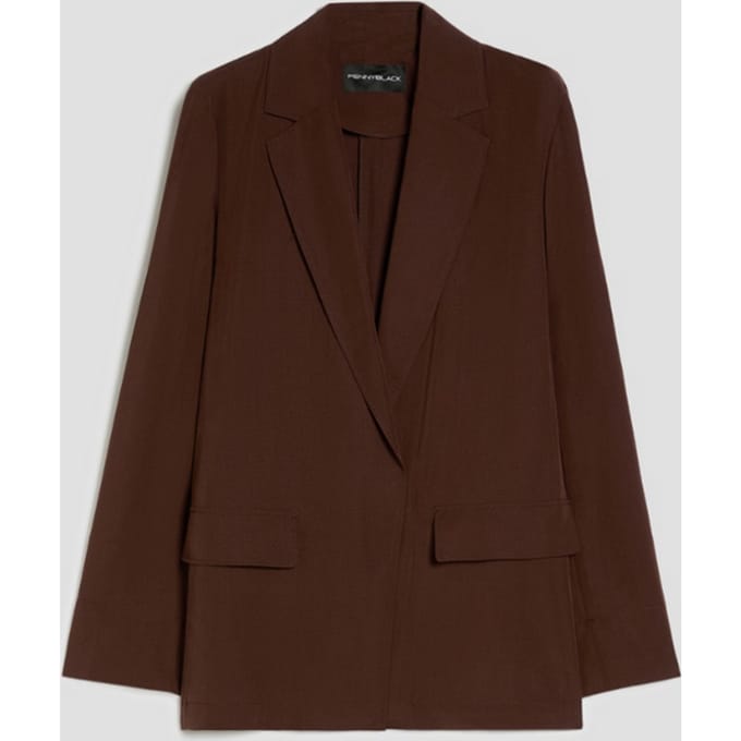 blazer in mix van linnen vrouw chocolade