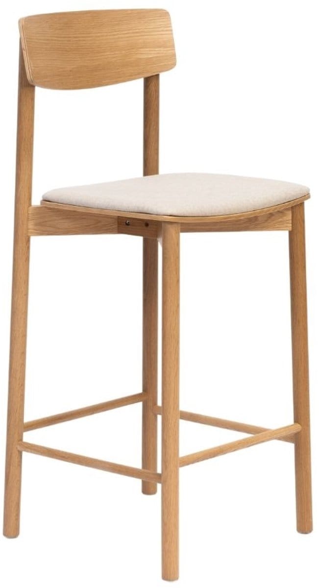 Bronx71® Scandinavische barkruk Jane naturel eiken/ off white 80 cm - barstoel
