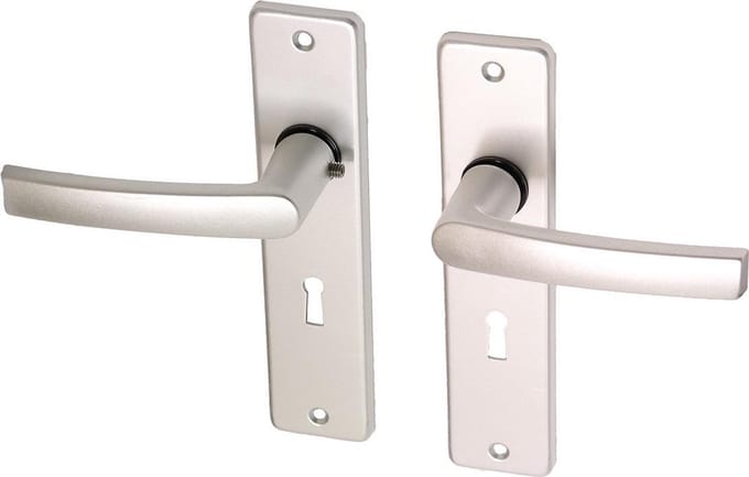 Wovar Deurkruk met schild aluminium blokmodel SL56 | Per Set