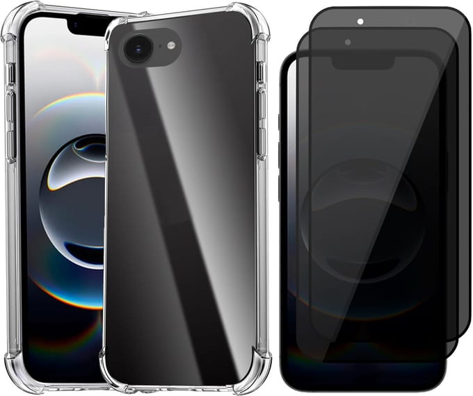 Hoesje geschikt voor iPhone 16e - 2x Privacy Screenprotector Volledig Dekkend Glas - Shockproof Transparant