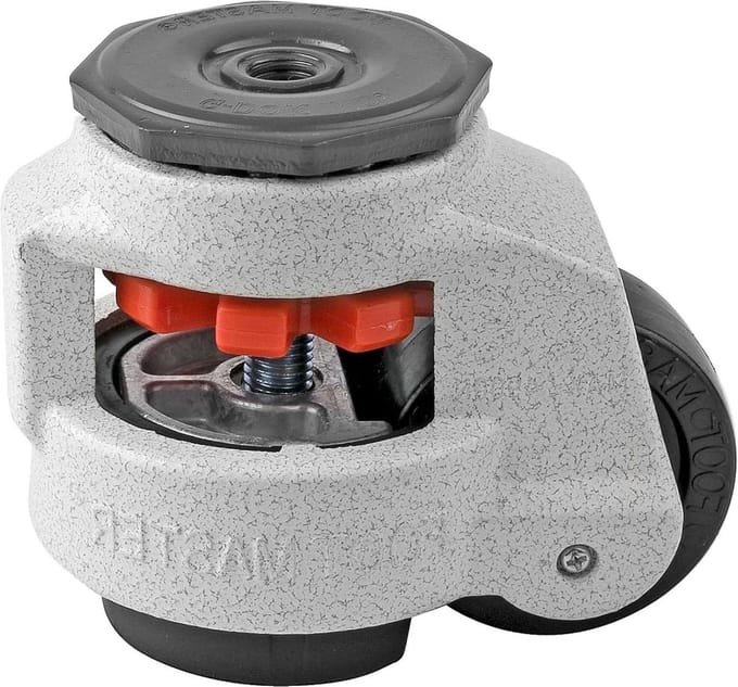 Leveling Caster - 1100 lbs Capacity - Nylon Wheel - NBR Pad - 0.5" Stem Mount - Ivoor Finish