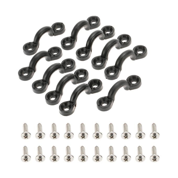 10 stks Nylon Bungee Dek Loops Tie Down Pad Eye met 20 Schroeven voor Boot Kajak Dek Rigging Kit black