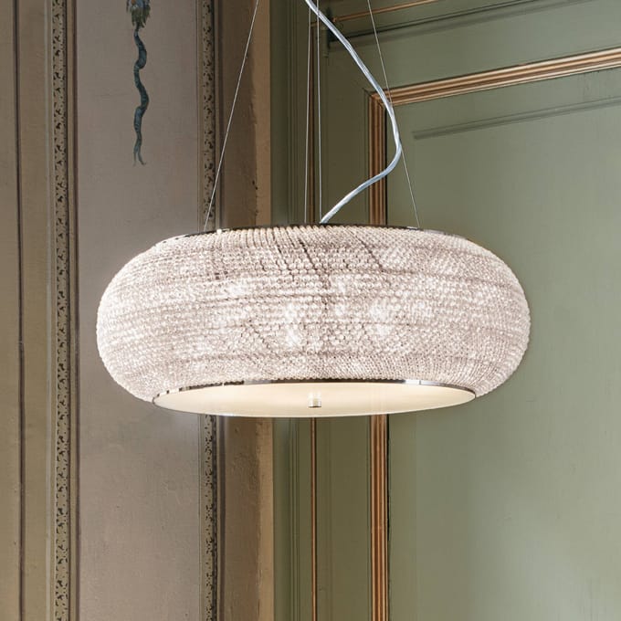 IDEAL LUX hanglamp Pasha, chroomkleurig/helder, Ø 55 cm, glas