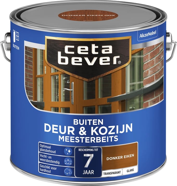 Cetabever - Meesterbeits Deur & Kozijn Transparant Glans - Donker Eiken - 2,5 L