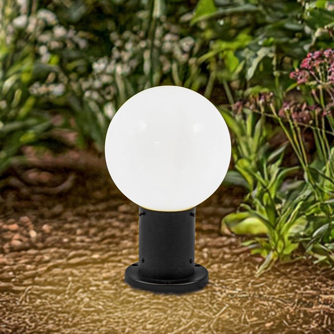 Lindby - Sokkellamp - 1licht - Glas, aluminium - H: 32 cm - E27 - wit, zwart