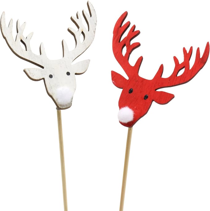 Stekker Rendier Rood, Wit 8.5cm L37cm