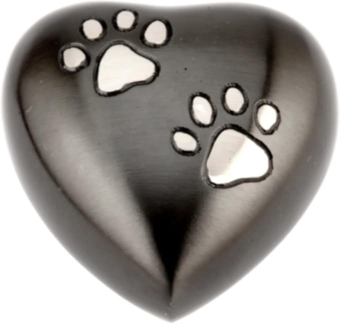 Hartvormige Herinneringsurne voor Huisdieren, Zwart Tin-Look, 7.5 cm