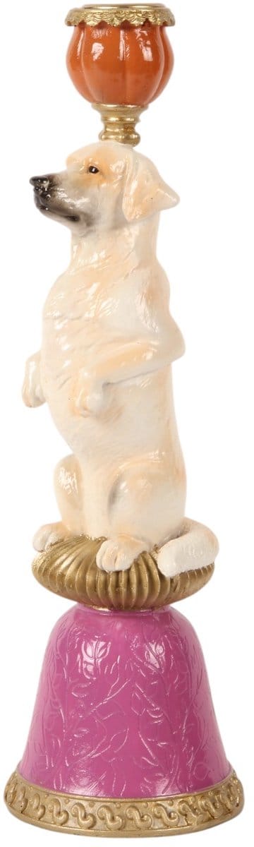 Baroque - Kandelaar - Kandelaar Hond 9 cm - Multi - Resin - 28.5x9x9 - Polyresin