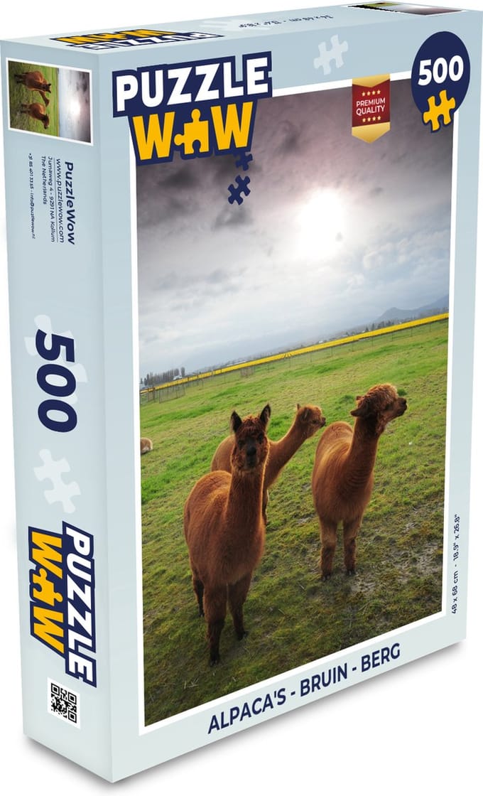 Puzzel Alpaca's - Bruin - Berg - Legpuzzel - Puzzel 500 stukjes