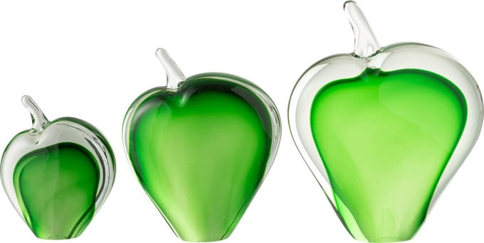 J-Line presse-papier Malum - glas - groen/transparant - set van 3