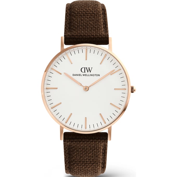 Daniel Wellington DW Watch Classic Brown Canvas Rose Gold 36mm