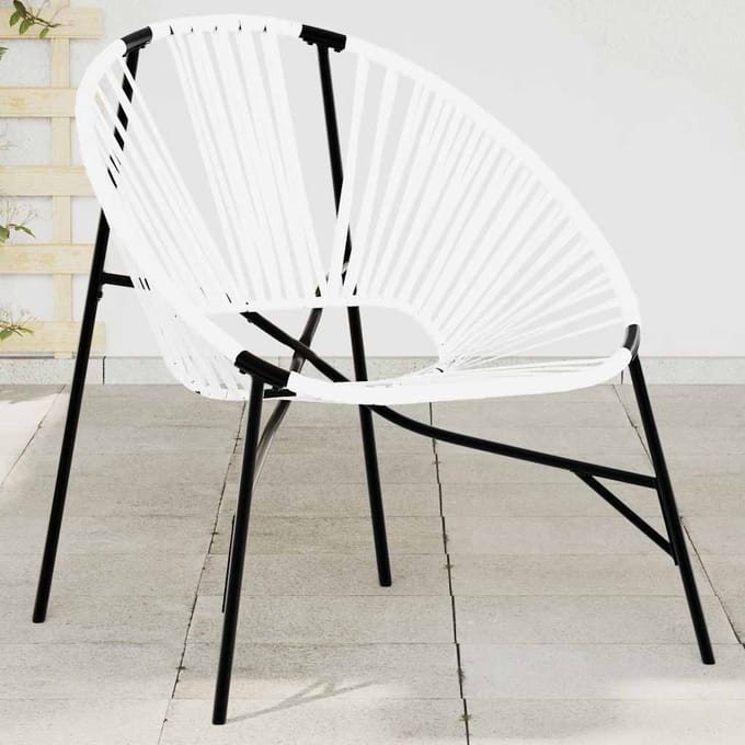 vidaXL - Tuinstoel - Egg - poly - rattan - zwart - wit