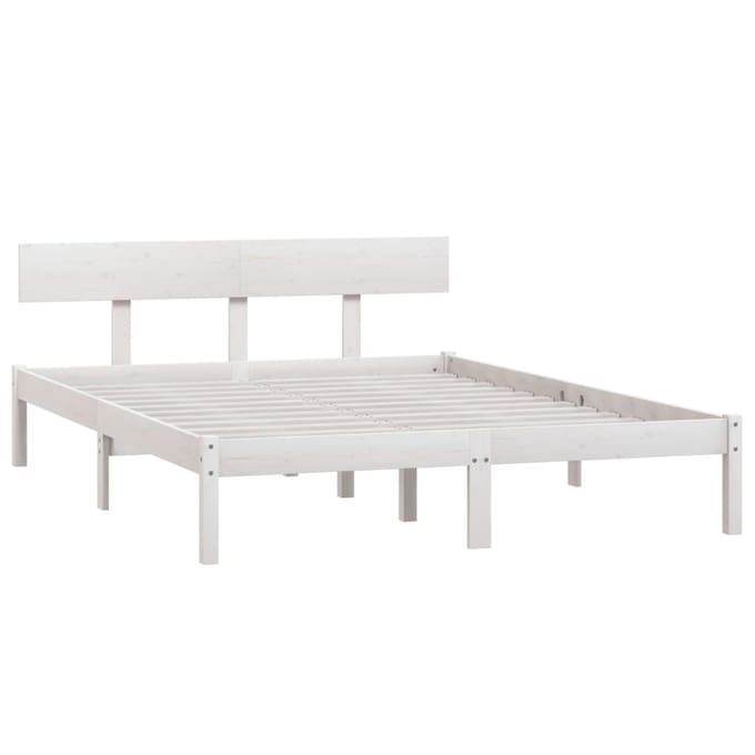 vidaXL - Bedframe - massief - grenenhout - wit - 140x190 - cm