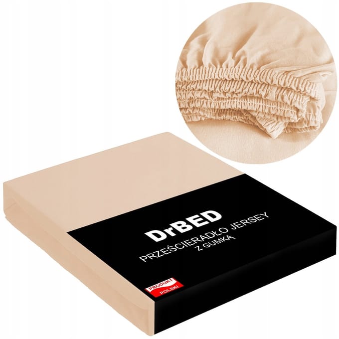 DrBED - Hoeslaken - Jersey - Elastrisch - Ademend - Lichtbeige