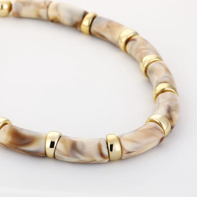 ketting - collier - acryl XL ketting - beige