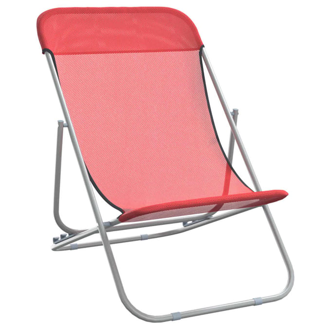 vidaXL - Strandstoelen - 2 - st - textileen - en - gepoedercoat - staal - rood