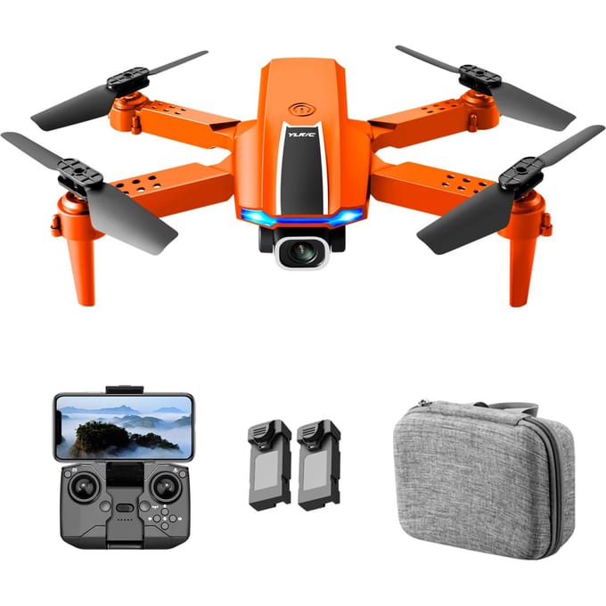 YLR/C S65 RC Drone met Camera 4K Dual Camera RC Quadcopter met Functie Trajectory Flight Gebaar orange-4K camera-2 battery