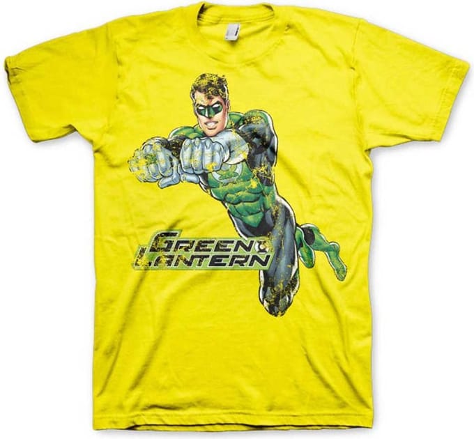 DC Comics Green Lantern Heren Tshirt -S- Distressed Geel