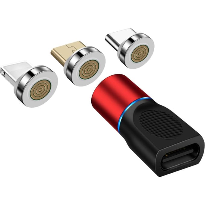USB Type C magnetische adapter 360 graden draaibare magnetische telefoonkabeladapterconnector rood