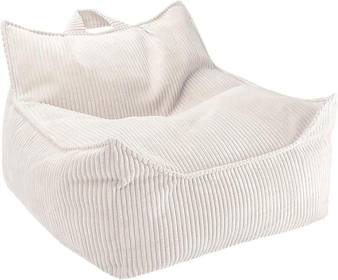 Grote Fluweel Poef - Zitzak Stoel - Ontspanning Thuis - Ergonomisch Ontwerp - 70 x 29 x 50 cm - Wit