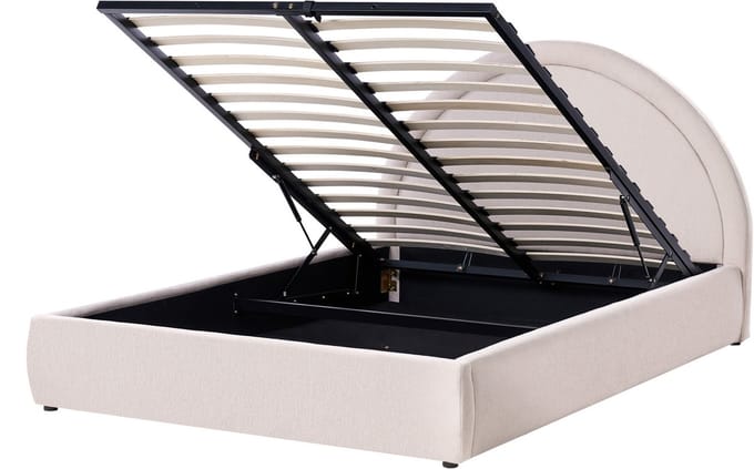MOUZON - Bed met opbergruimte - Lichtbeige - 140 x 200 cm - Polyester