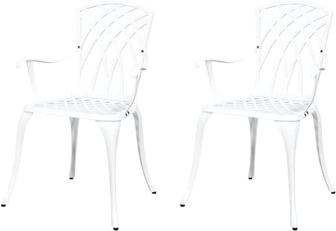 Tuinstoel Set - Terrasstoel Buitenstoel - Buiten Ontspannen - Aluminium Constructie - 53 x 51 x 885cm - Wit