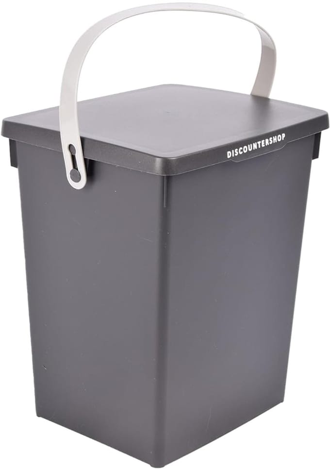 Prullenbak met Deksel - Afvalbak Vuilnisemmer - Afval Beheer - Compact & Draagbaar - 5 Liter Inhoud - Antraciet Grijs