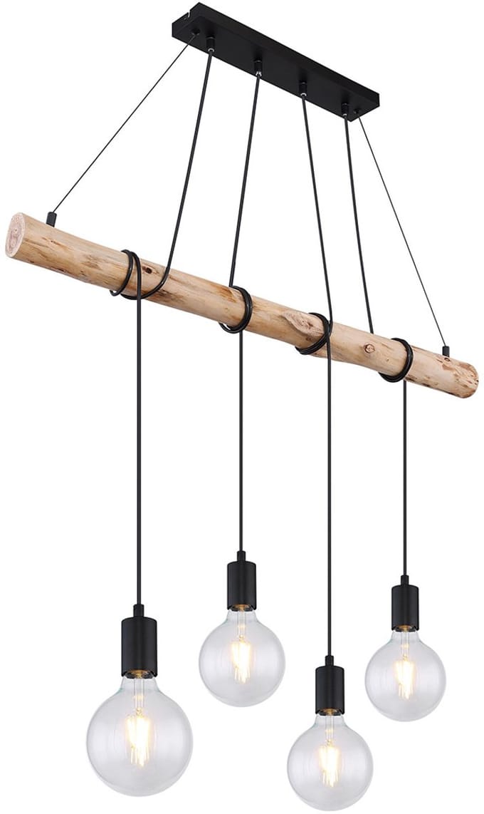 Globo - hanglamp - Auston - zwart - metaal - grote eettafellamp - E27 - 15439-4