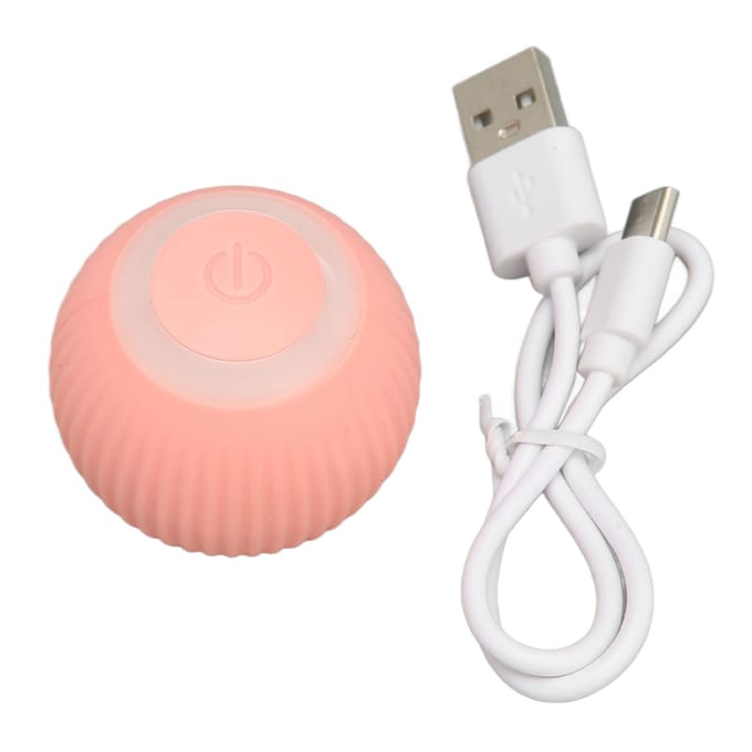 Balle interactive pour chat, rechargeable par USB, sûre, 2 modes, résistante aux morsures, évite les obstacles, intelligente rose