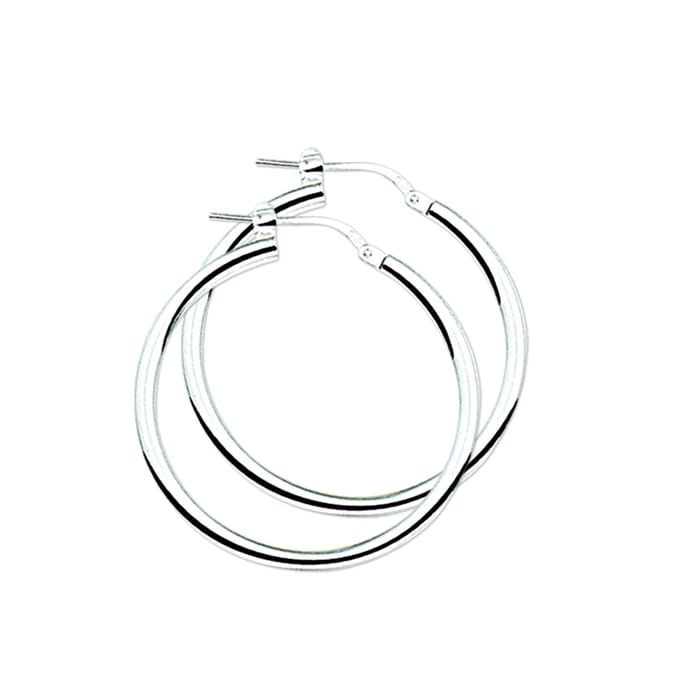 Glams oorringen ronde buis - 30 mm - Zilver