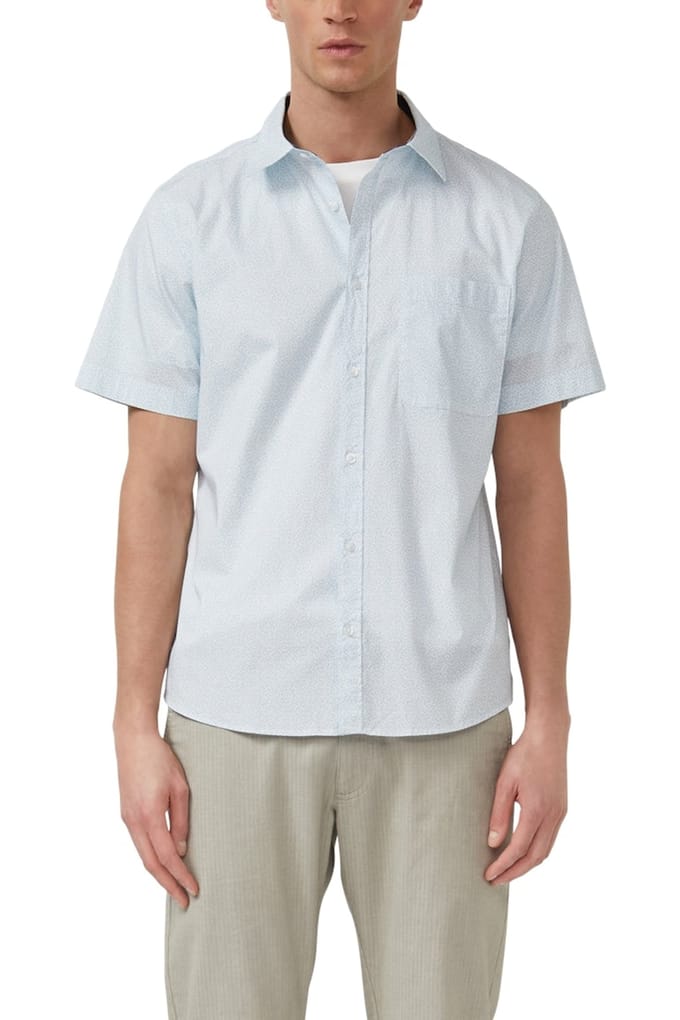 s.Oliver - male - Slim fit: lichtgewicht overhemd met korte mouwen, borstzak en print