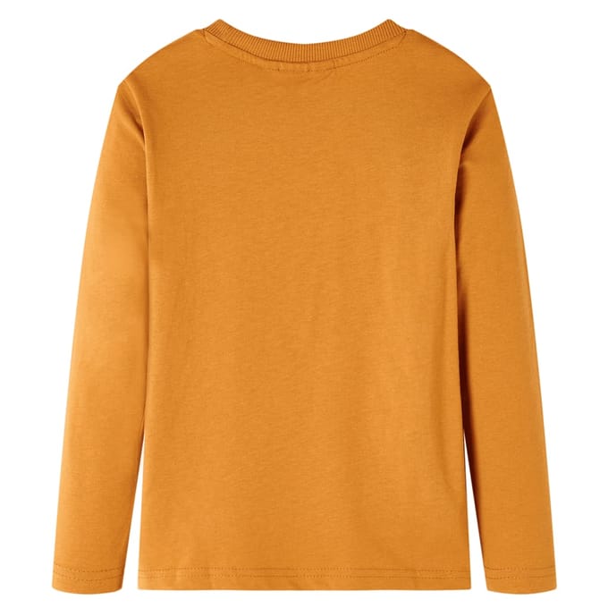 vidaXL - Kindershirt - met - lange - mouwen - 128 - donkerokerkleurig
