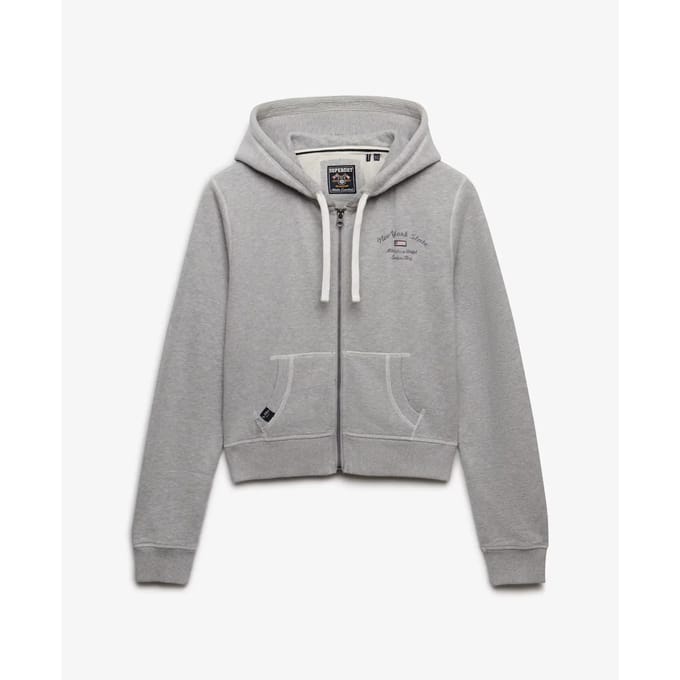 Superdry Athletic Essentials Cropped Zip Hoodie Grey Grootte: 40