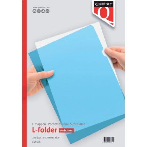 Insteekmap L-model Quantore A4 PP 0.12mm blauw 25 stuks