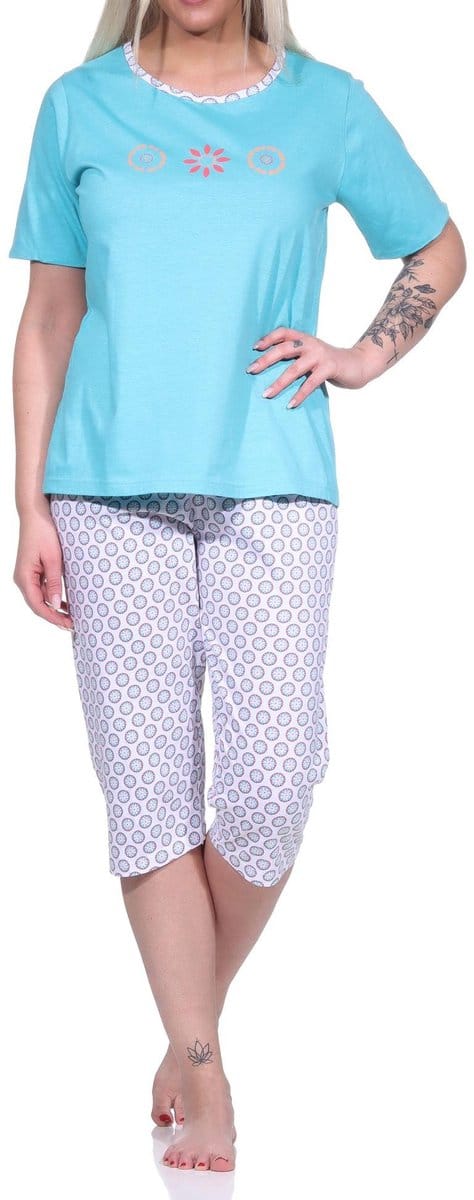 Capri damespyjama, pyjama met bloemetjesmotief en capri broek - 123 204 10 153