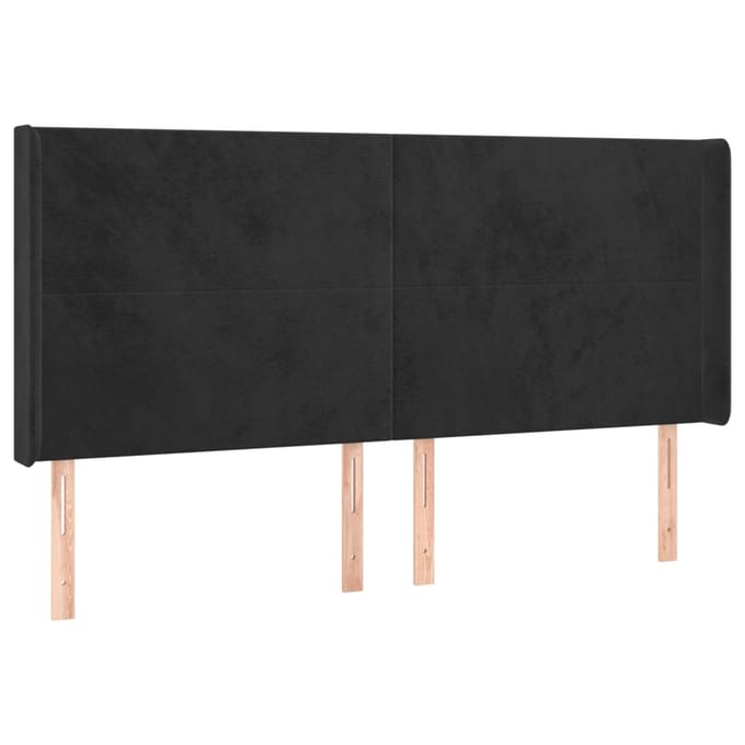 vidaXL - Hoofdbord - LED - 163x16x118/128 - cm - fluweel - zwart