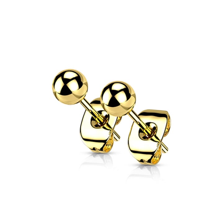 Oorbellen titanium ball 0.8x6x3 - goud - LMPiercings