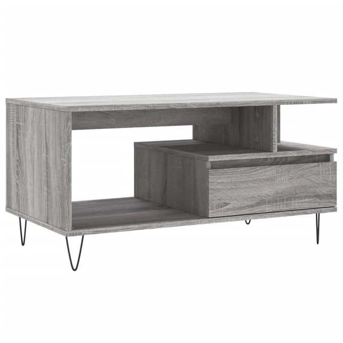vidaXL Salontafel 90x49x45 cm bewerkt hout grijs sonoma