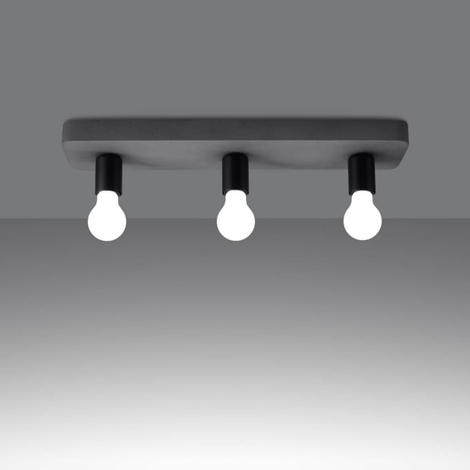 Sollux Lighting Plafondlamp Tavo - E27 - grijs - concreet - 10x55x13.5cm