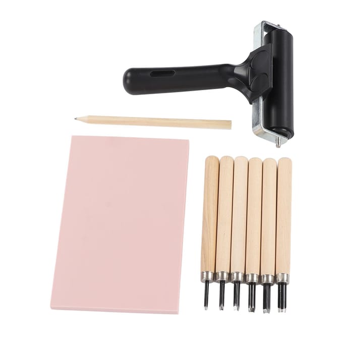 Stempel Maakset Assortiment Snijmessen Snijblok Flexibele Rollerstempel Snijgereedschap voor DIY Kunst Beginners white