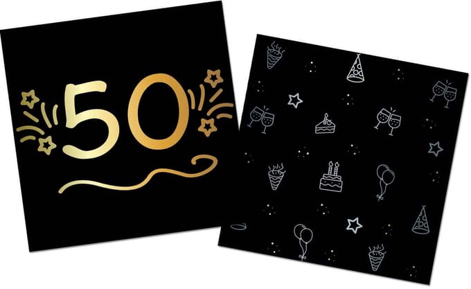 Folat - Servetten - shining glam 50 jaar - 16 stuks - 33 x 33 cm