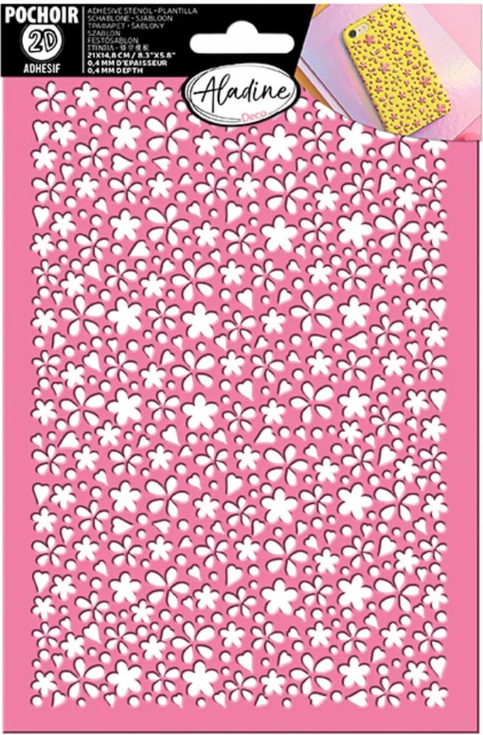 Aladine 3D Sjabloon A5 Flower Power - Zelfklevend knutselmateriaal.