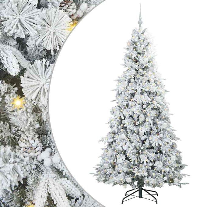 vidaXL - Kunstmatige - Hinged - Kerstboom - met - 300 - LED - Wit - 210 - cm - PE - en - PVC