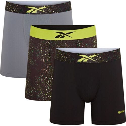 Reebok RBK boxershorts - medium - BENJI-BLACK/ACID YELLOW PRINT/GREY - Maat M