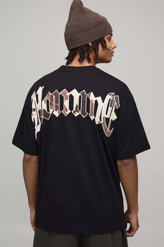 Oversized T-shirt Met Koeienprint Applicatie | Black | Size Medium